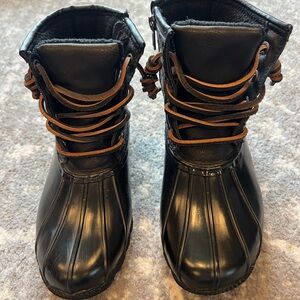 Steve Madden Black and Brown duck Boots